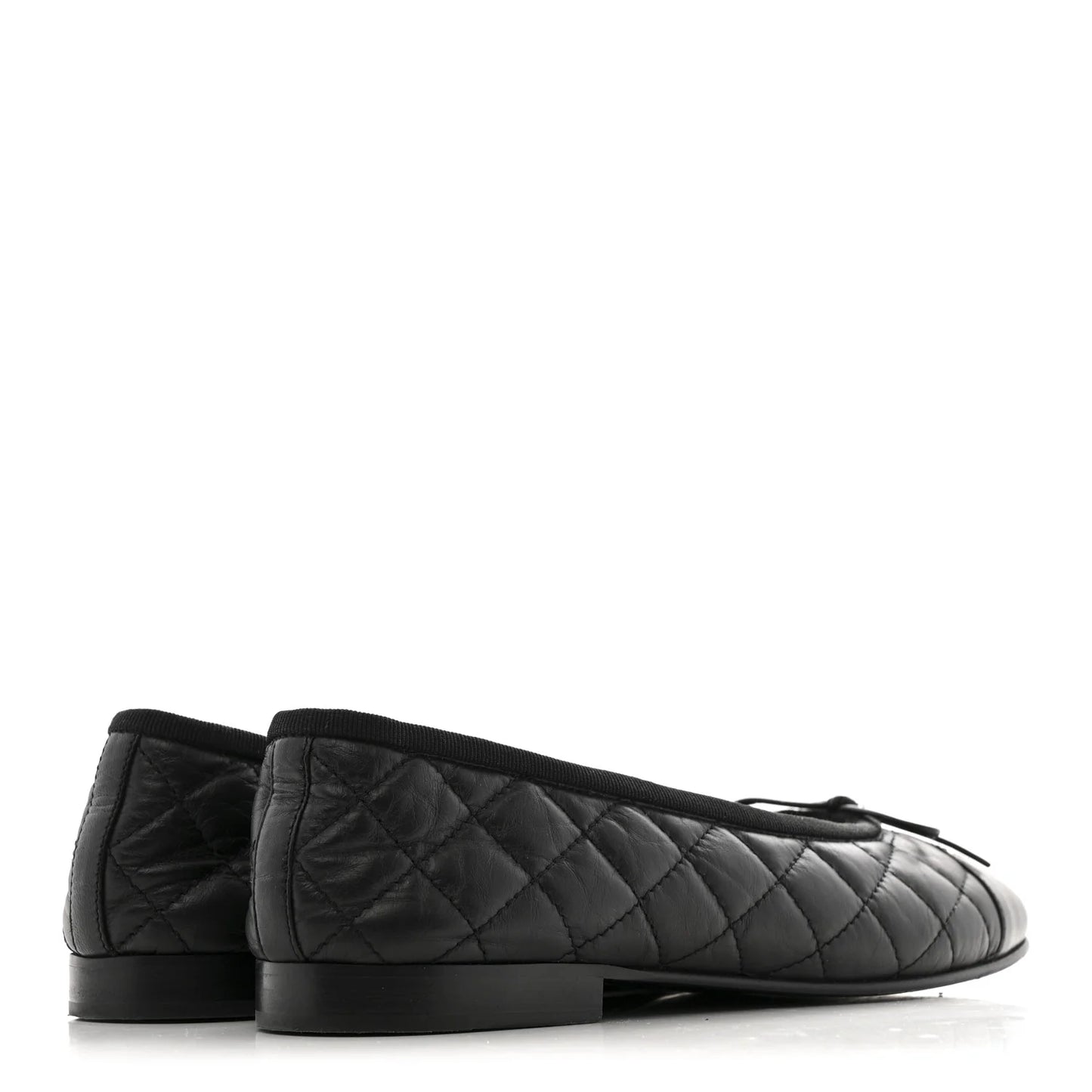 CC Aged Calfskin Quilted Cap Toe Ballerina Flats 37