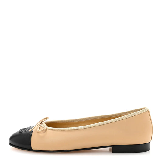 CC Lambskin Cap Toe Ballerina Flats 38