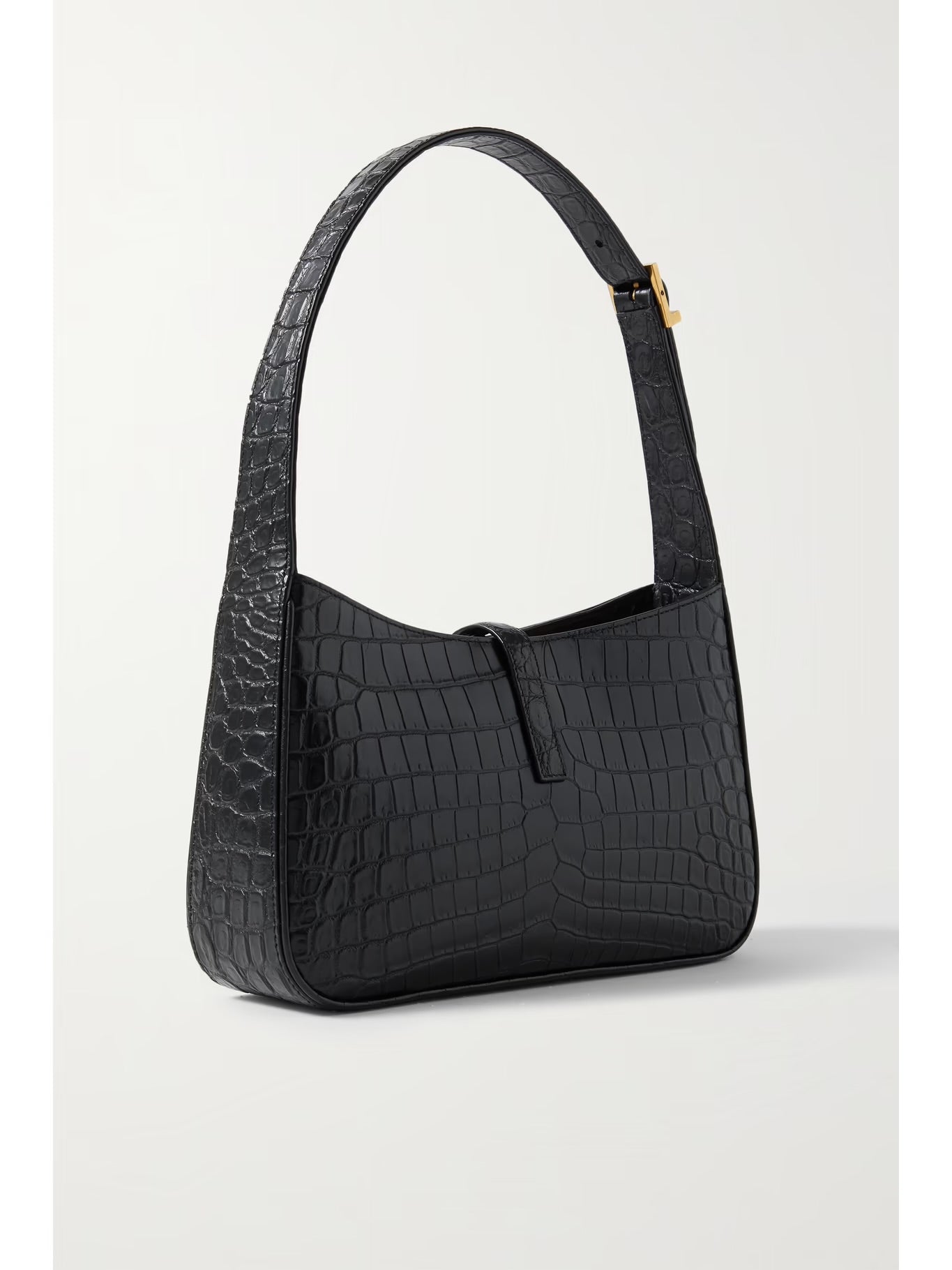YSL Calfskin Crocodile Embossed Shoulder Bag