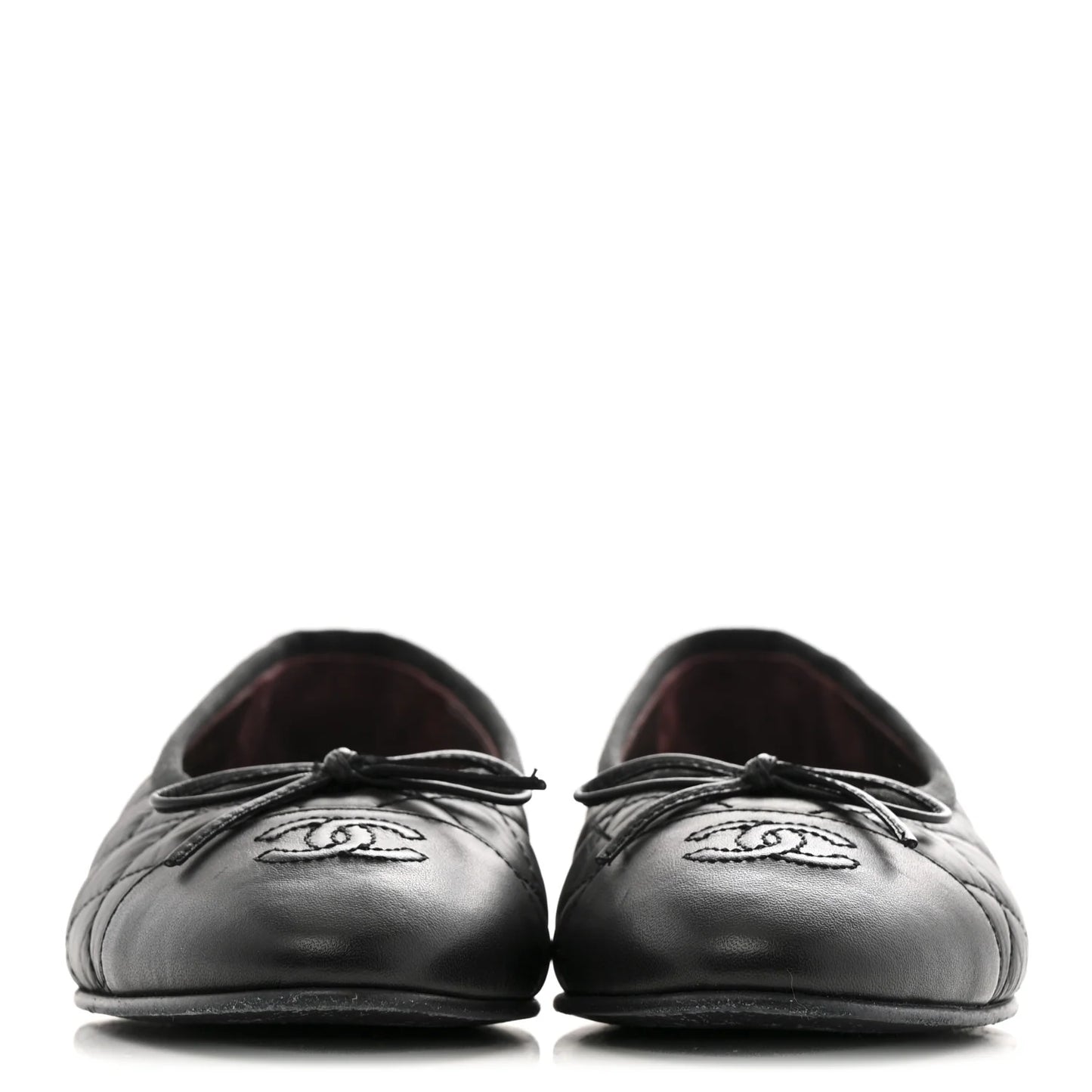 CC Aged Calfskin Quilted Cap Toe Ballerina Flats 37